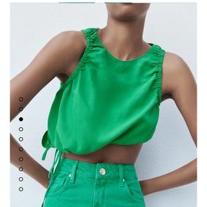 Zara Asymmetrical Crop Top Green 6929/231